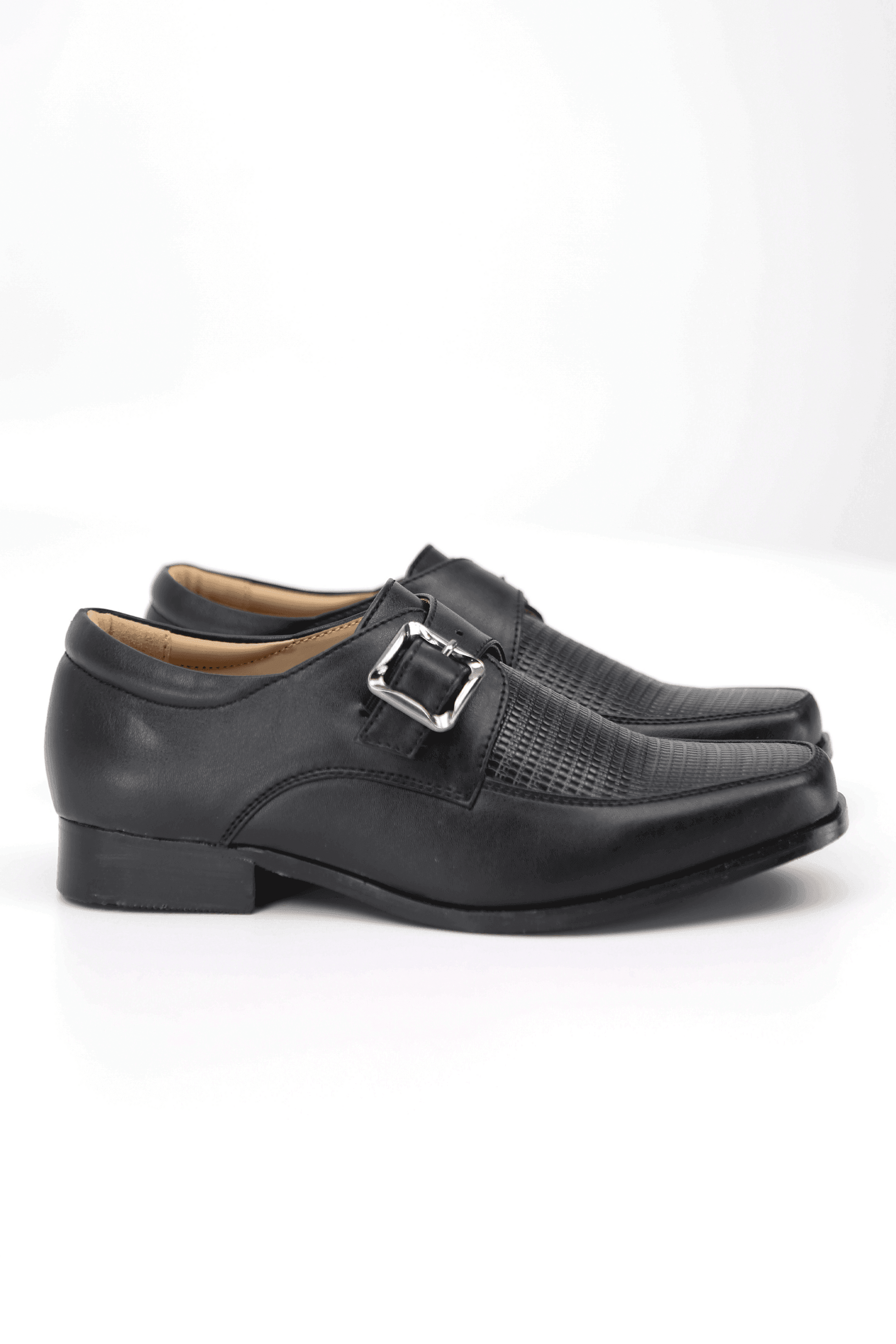 Chaussures Moine en Cuir Texturé à Boucle pour Garçons