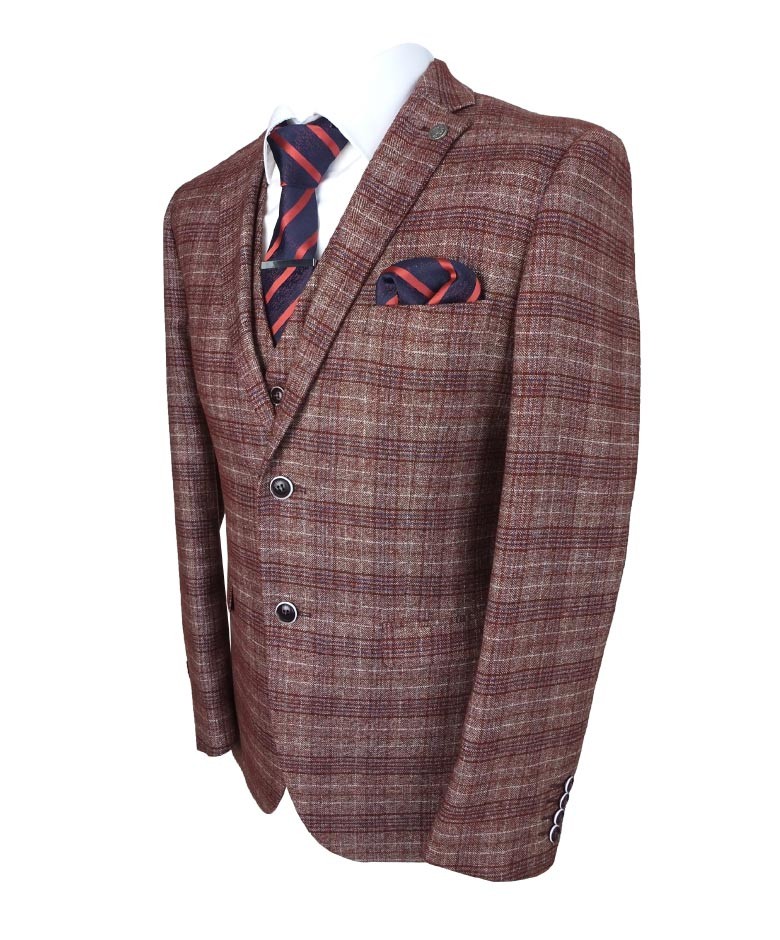 Wine tweed outlet suit