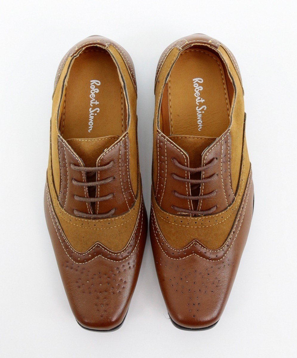 Boys Suede & Leather Oxford Brogue Shoes - CHESTER