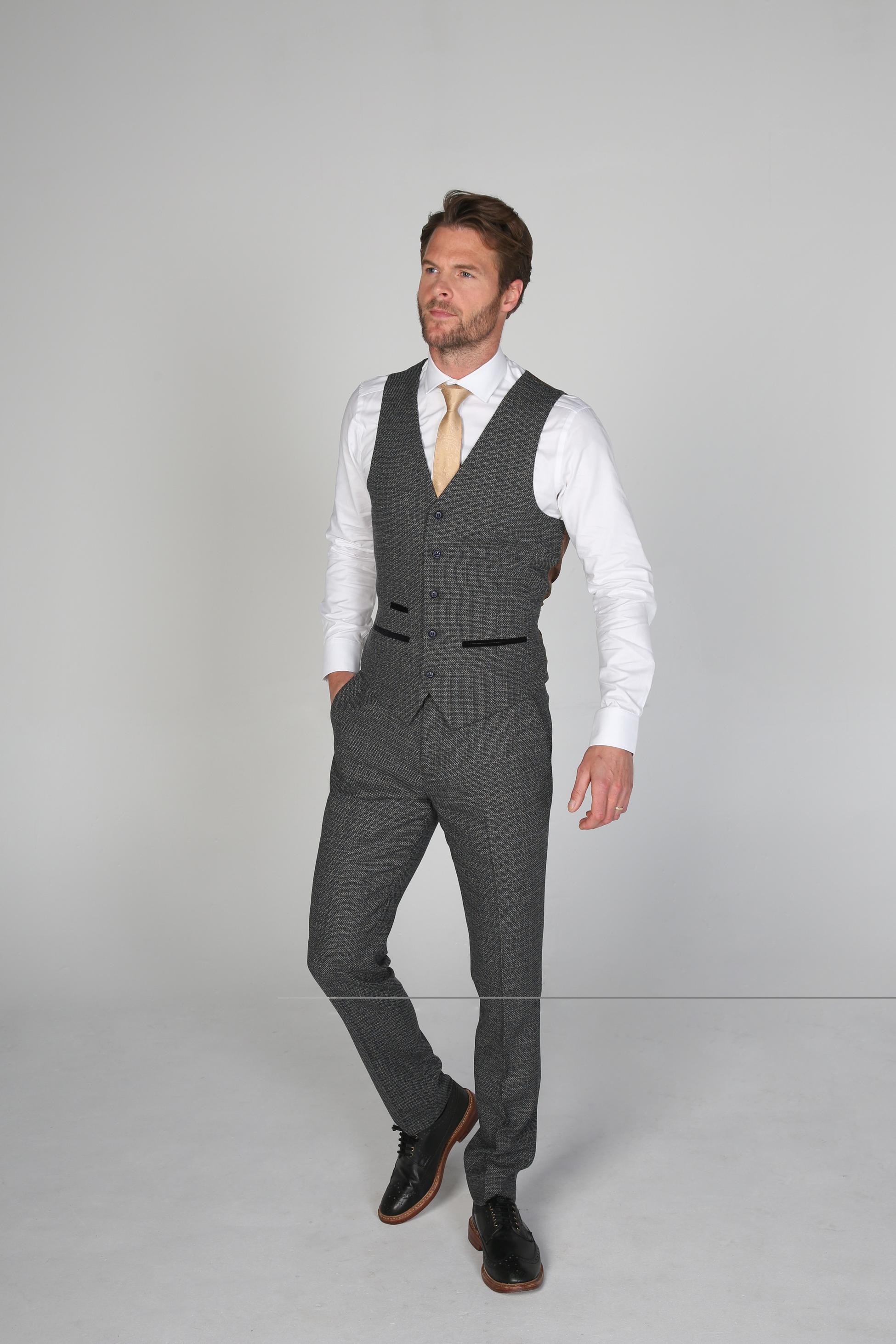 Herren Ralph Tweed-ähnliche Formelle Weste für Alle Anlässe - Grey