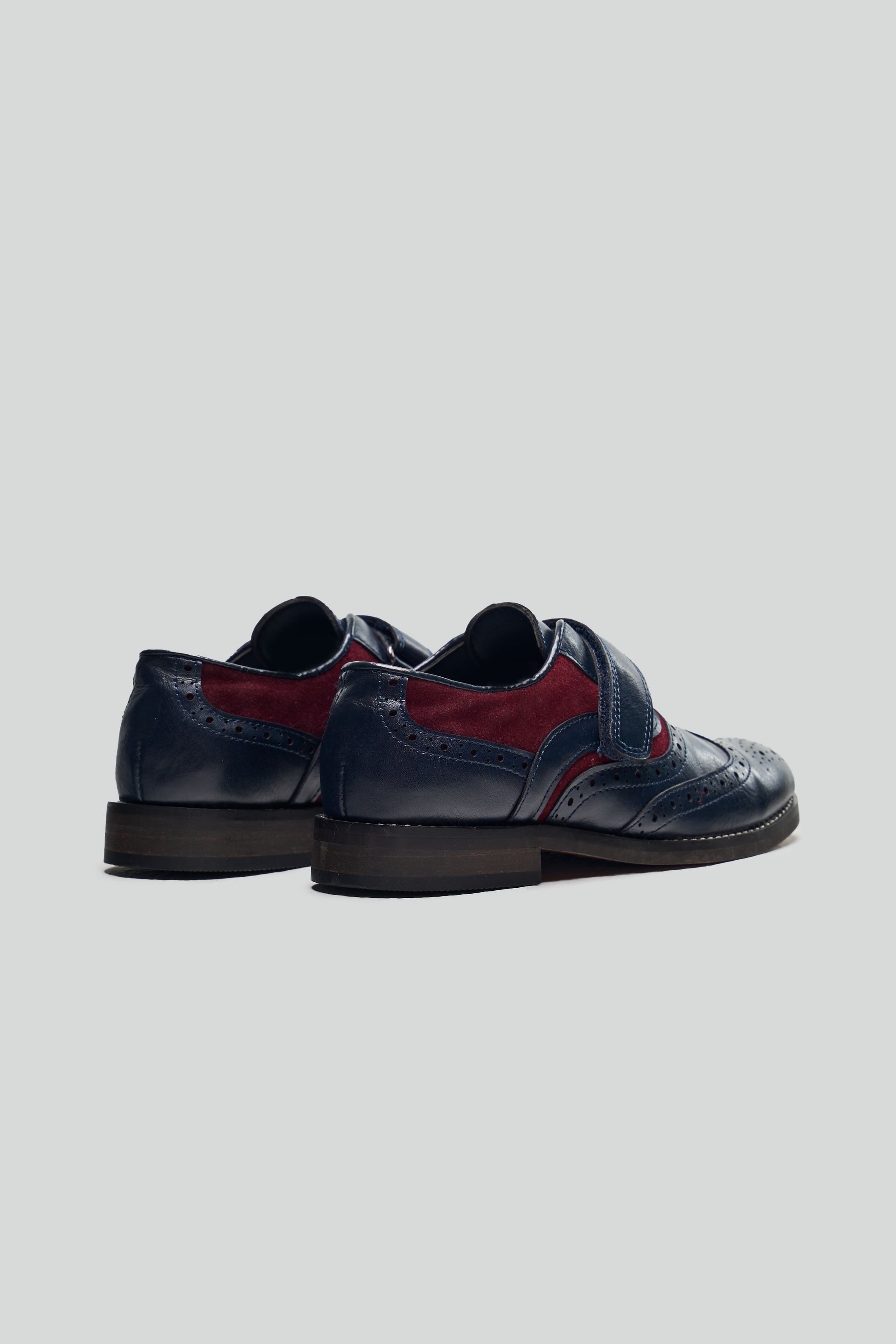 Boys Lace-up Oxford Brogue Dress shoes - RUSSEL - Marineblau - rot