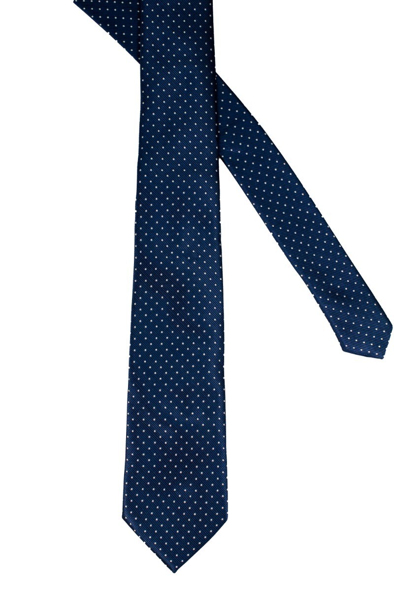 Herren Krawatten-, Taschentuch- und Manschettenknöpfe-Punktmuster-Set - Navy blau