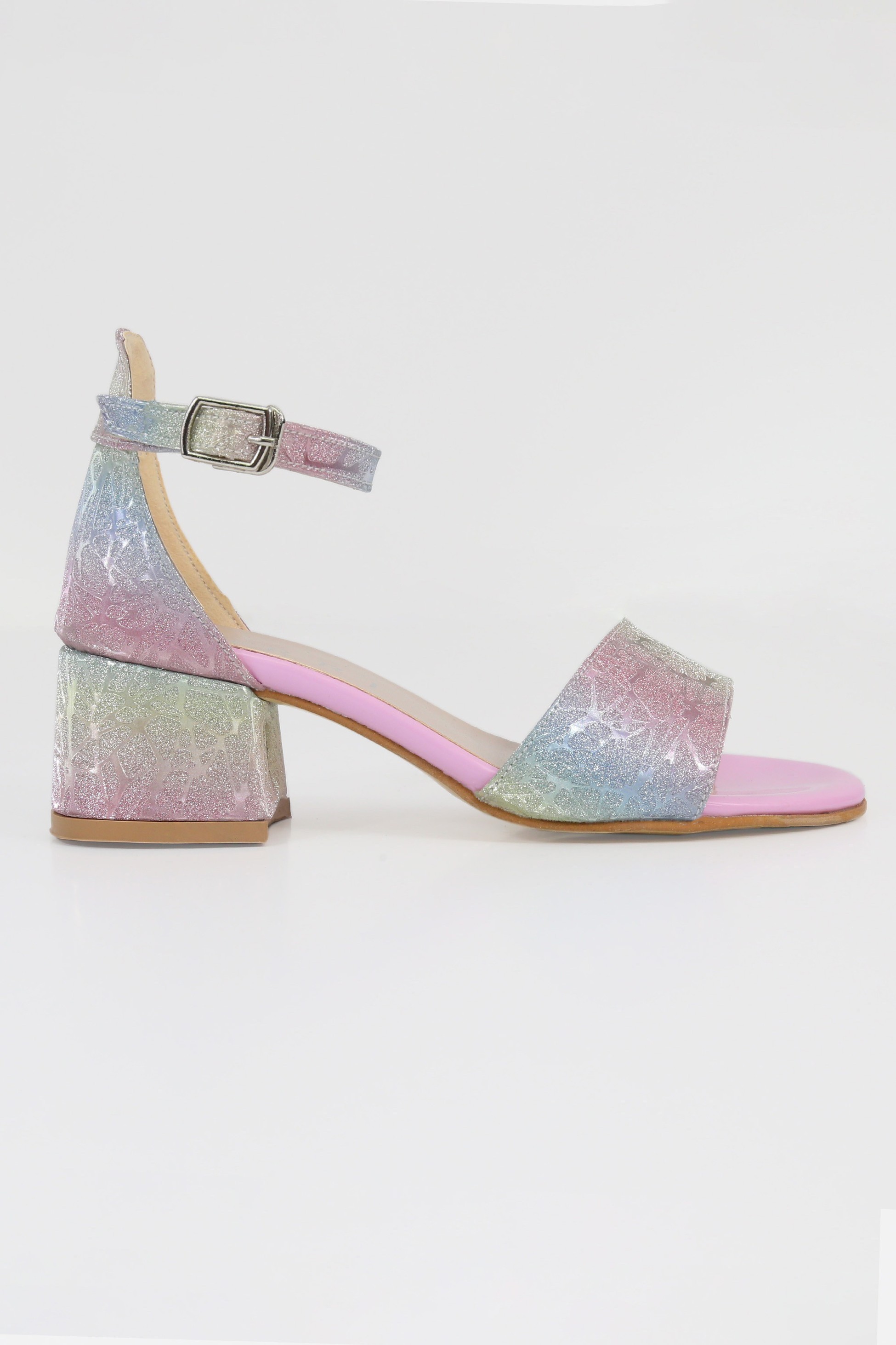 Girls Rainbow Patterned Block Heel Sandals - JENNY