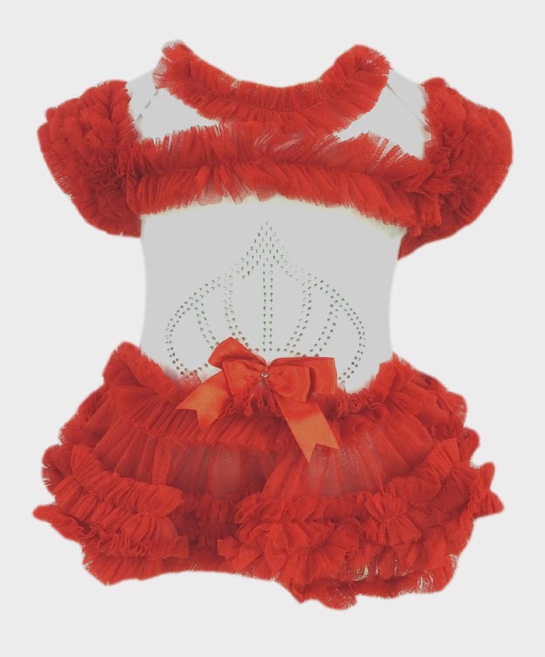 Baby Girl Tulle Cotton Tutu Bodysuit - Red