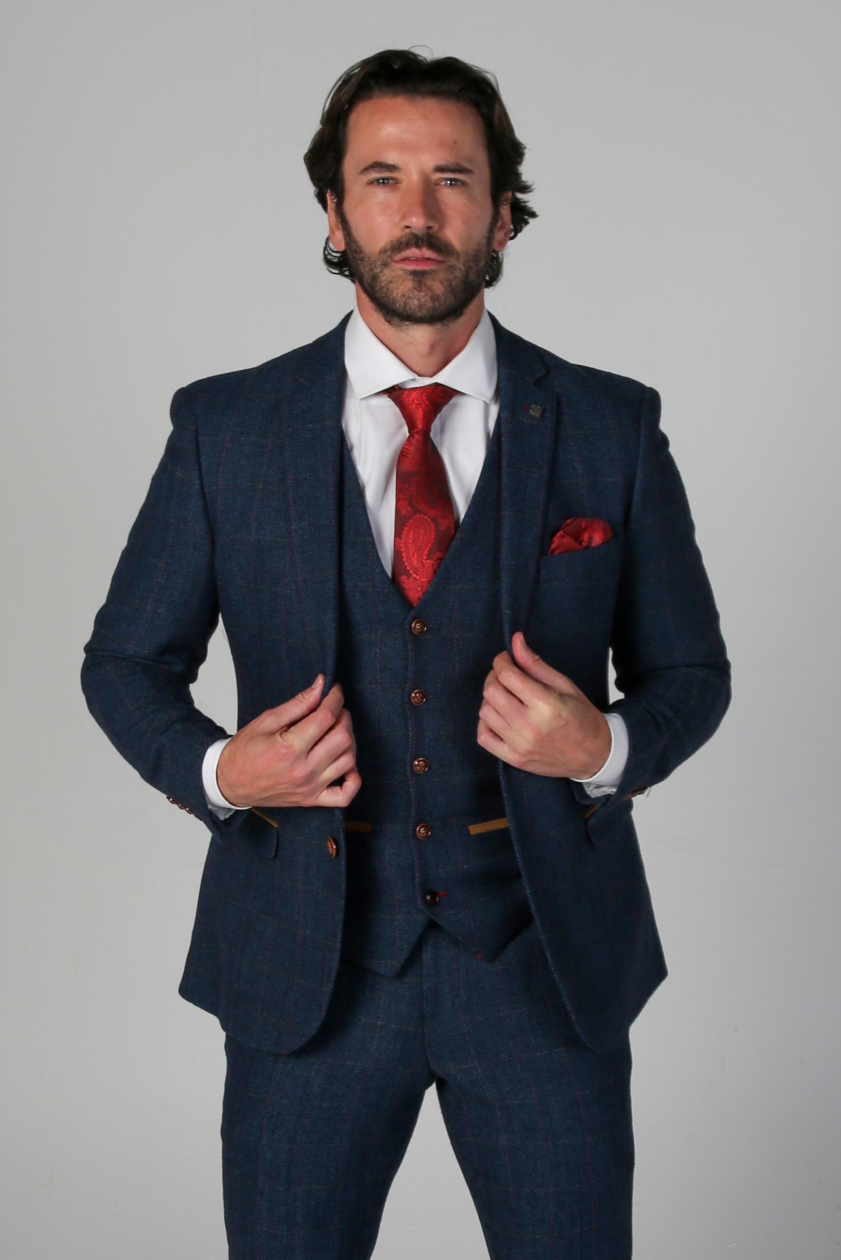 Men's Tweed Herringbone Tailored Fit Suit - SCOTT