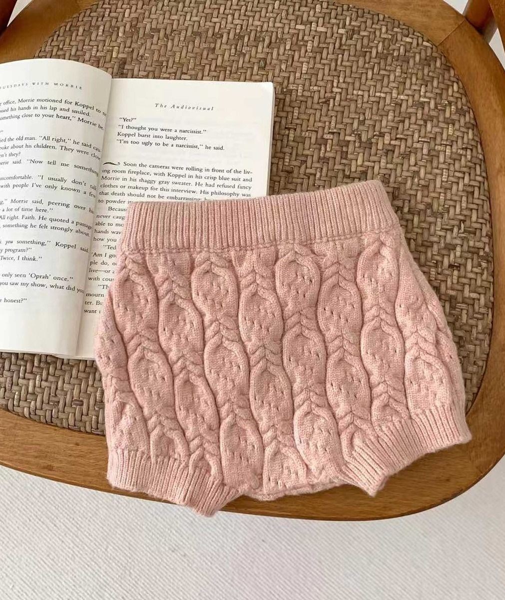 Baby-Mädchen Rosa Strickpullover & Shorts Set - 8483