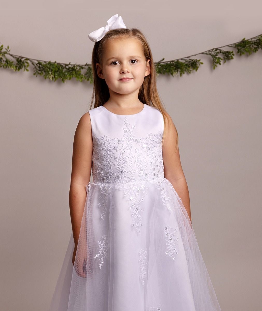 Flower Girl White Lace Dress with Bolero - BEXLEY