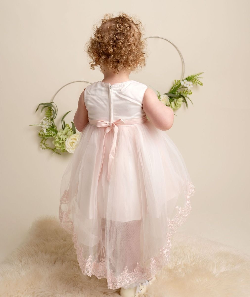 Baby & Mädchen High-Low Rock Spitzenkleid - KHLOE - Erröten rosa