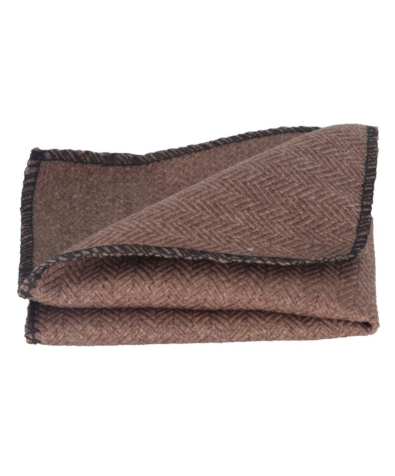 Men's & Boys Herringbone Tweed Pocket Handkerchief - Tan Brown