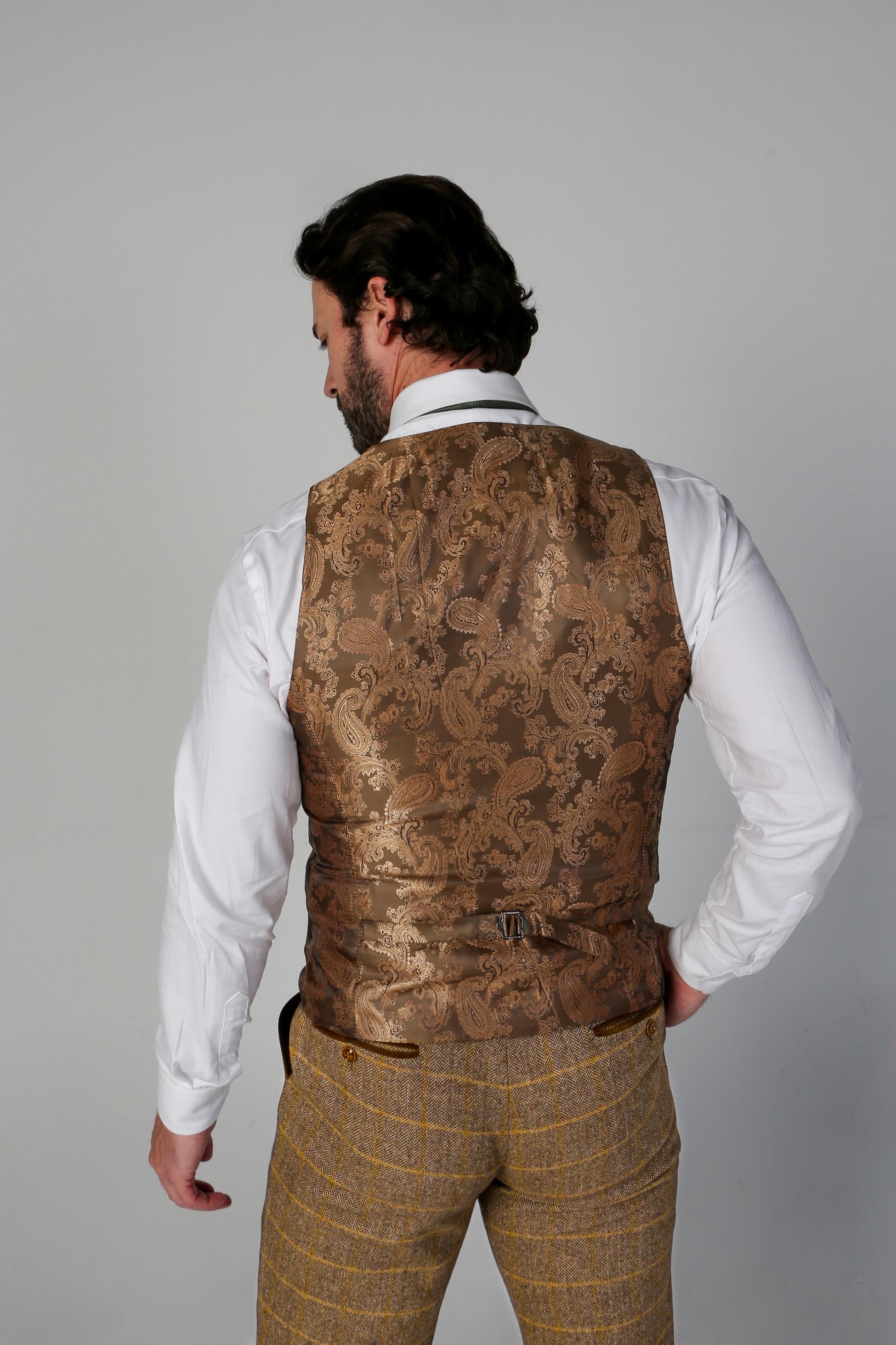 Gilet à carreaux rétro en tweed pour hommes - HARRIS