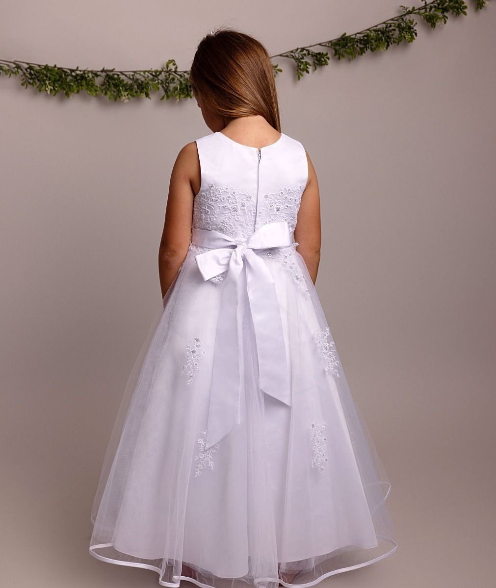 Robe en Dentelle Blanche pour Fille de Fleurs avec Boléro - BEXLEY