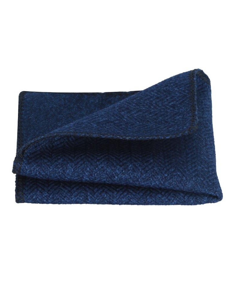 Men's & Boys Herringbone Tweed Pocket Handkerchief - Navy