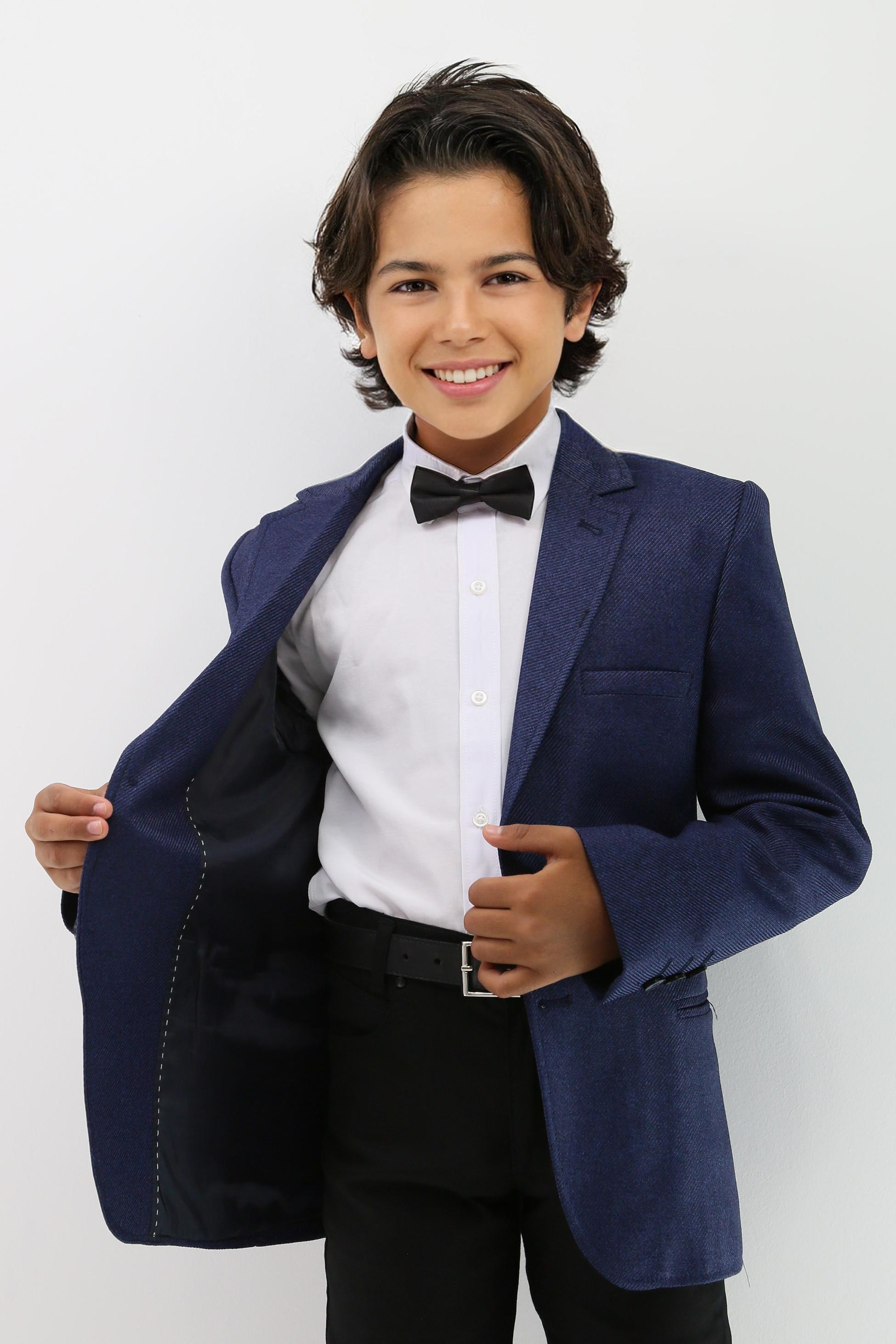 Jungen Formaler Texturierter Blazer - Navy blau