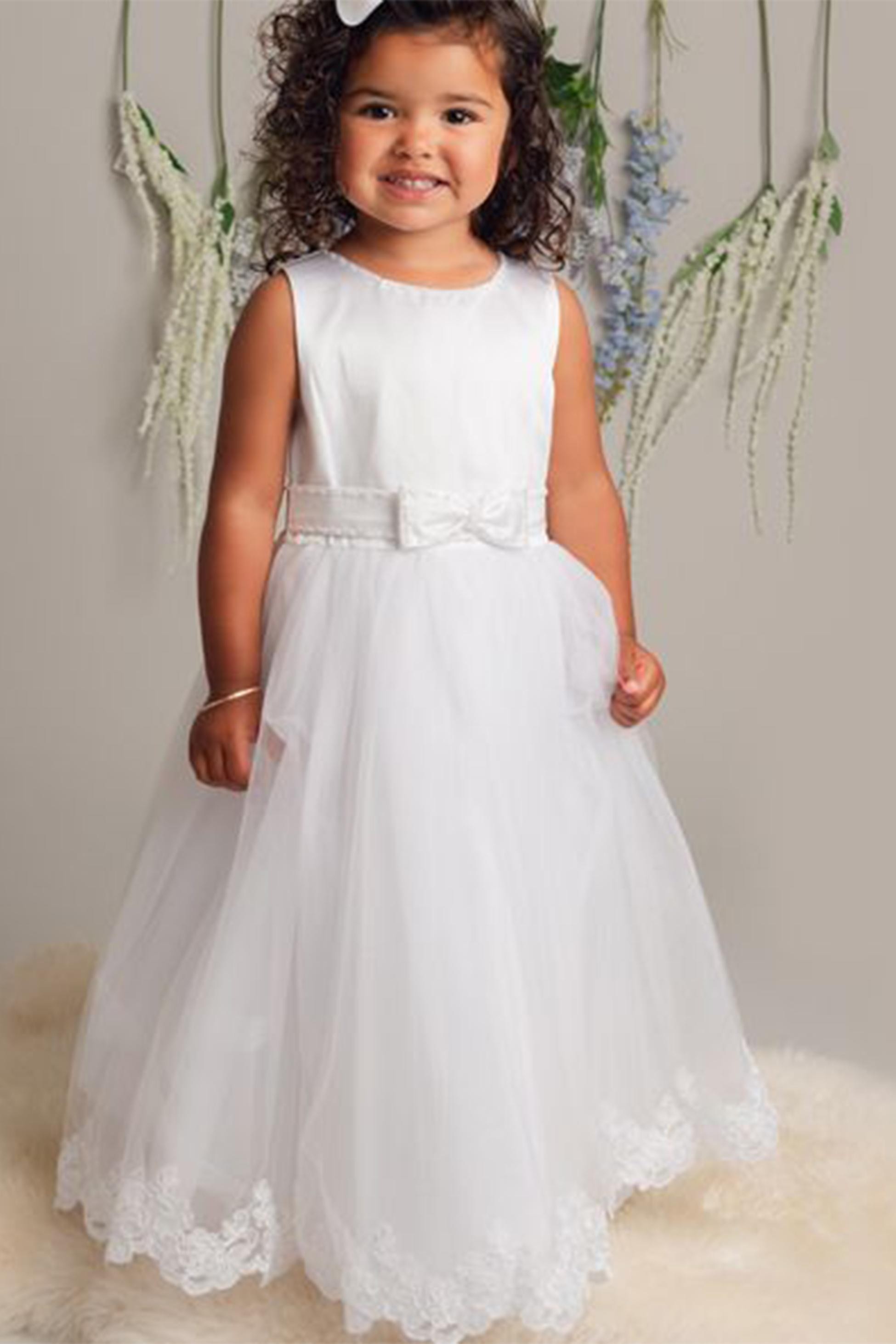 Flower Girl Long Dress with a Tulle Cape – CLAIRE