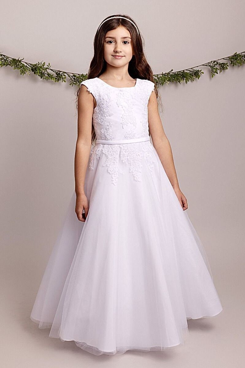 Girls Full-Length White Lace Dress – TIFFANY