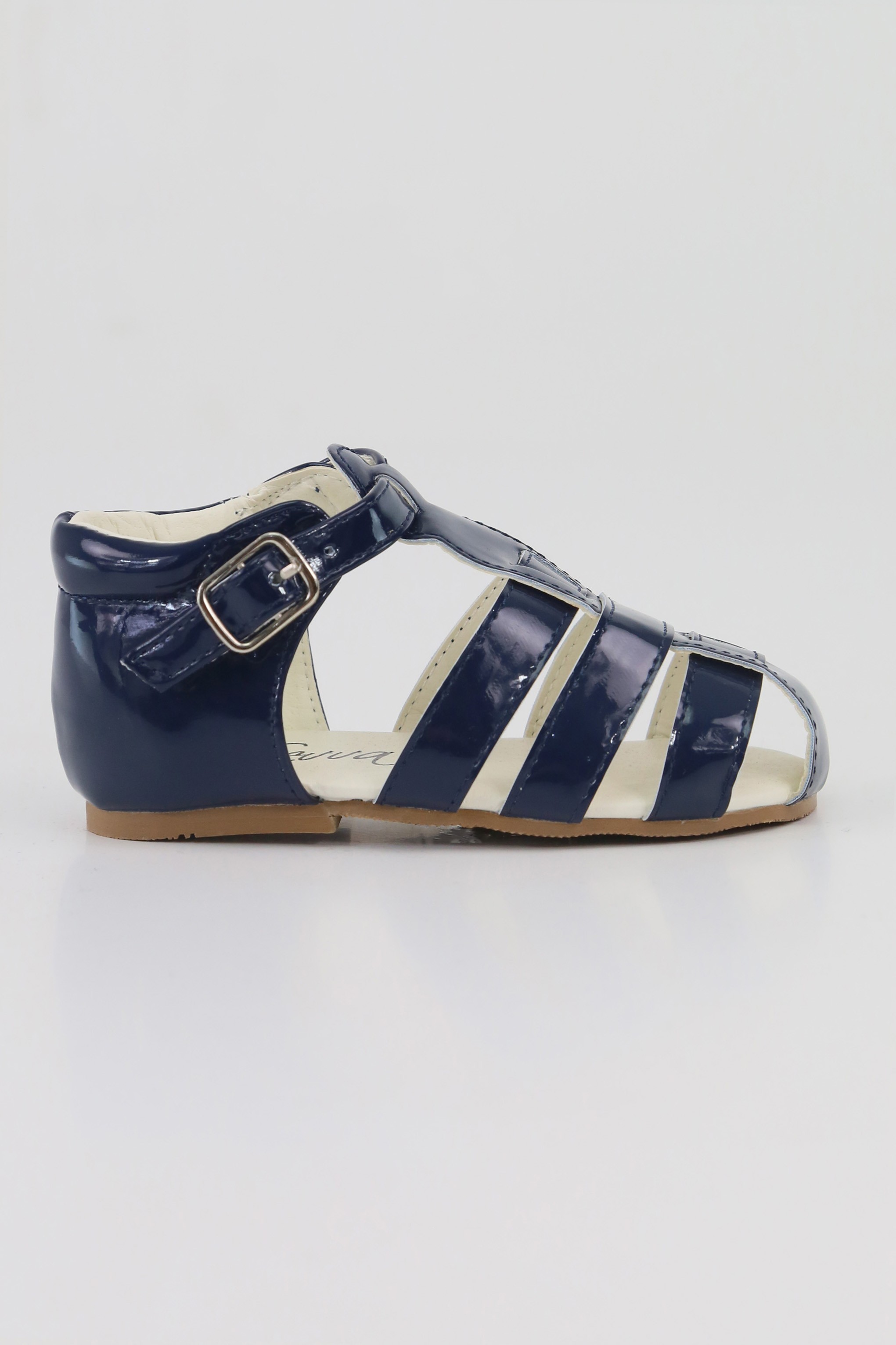 Unisex Kinder Lackleder Sandalen - RALPH - Navy blau