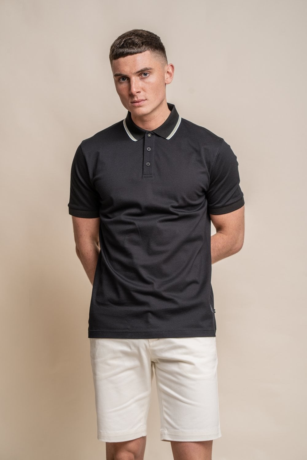 T-Shirt Polo en Coton Coupe Slim pour Homme - FINLAY - Noir