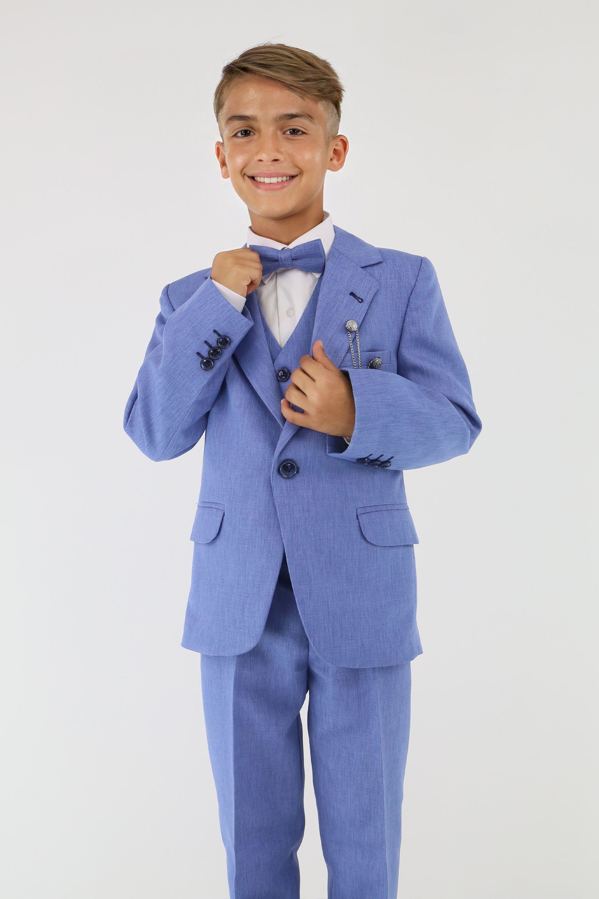 Boys Slim Fit Textured 6-Piece Formal Suit Set