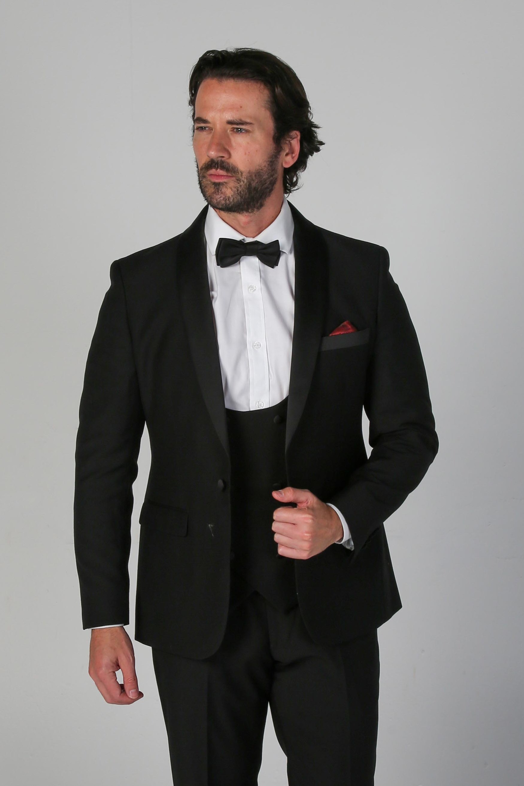 Men's Black Tailored fit Tuxedo Dinner Suit - FORD