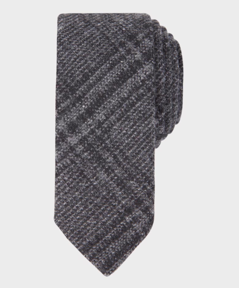 Jungen Tweed Karo Grau Krawatten- und Taschentuch-Set