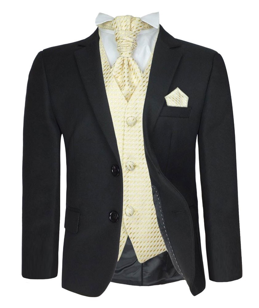 Boys Formal Suit with Patterned Vest and Cravat Set