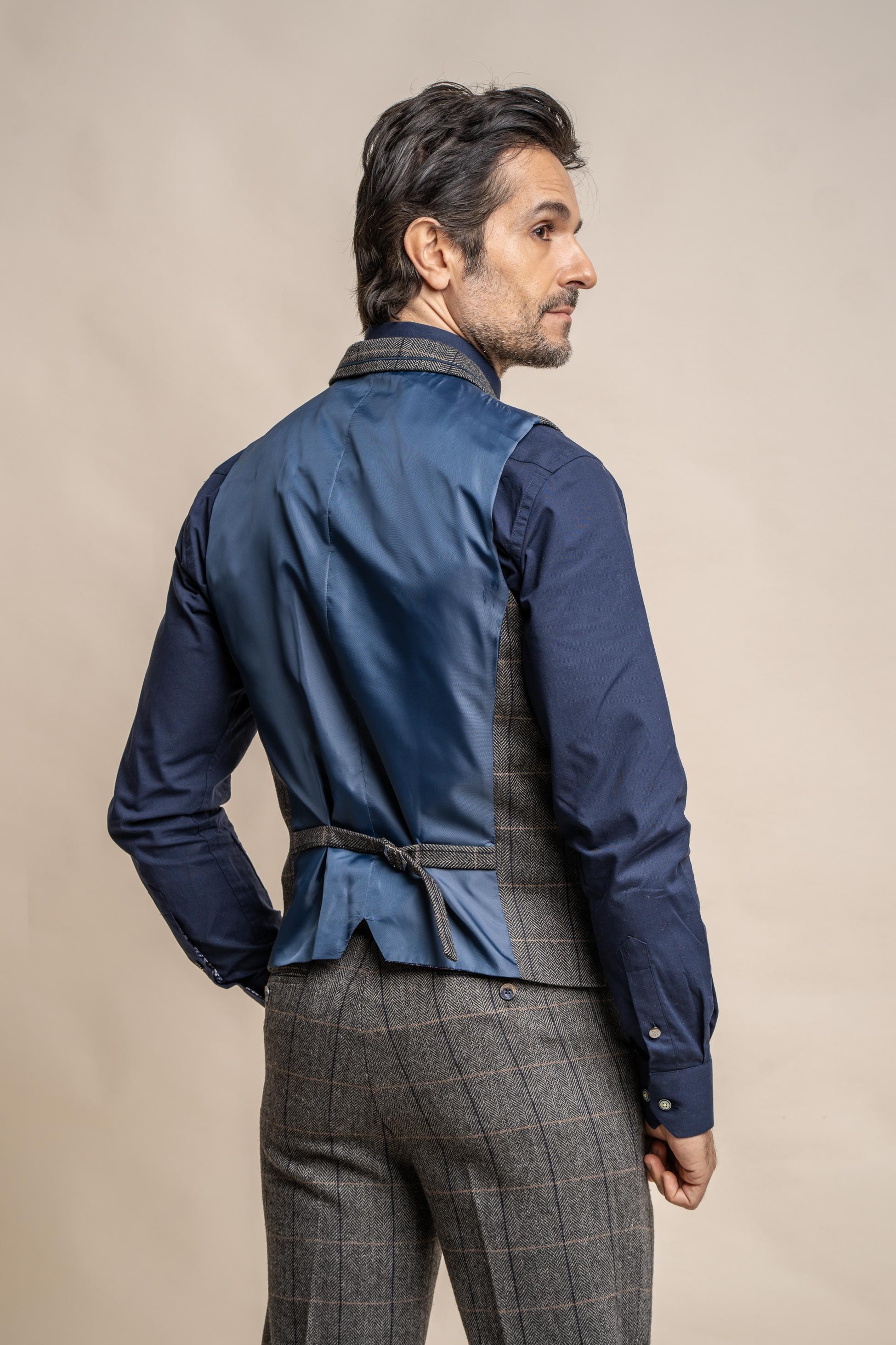 Gilet à Chevrons et à Carreaux en Mélange de Laine pour Homme - Albert