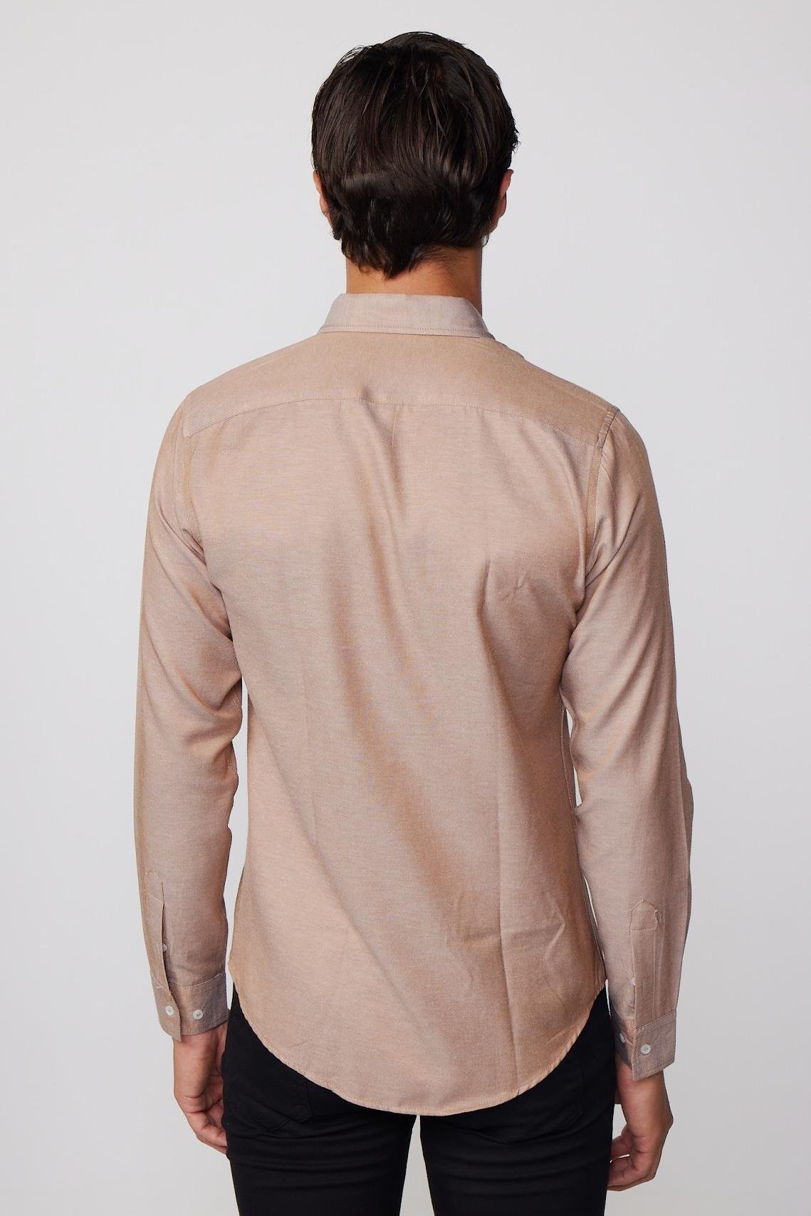 Titel: Herren Slim Fit Baumwollhemd mit Button-Down-Kragen - GABARDIN - Bräunen