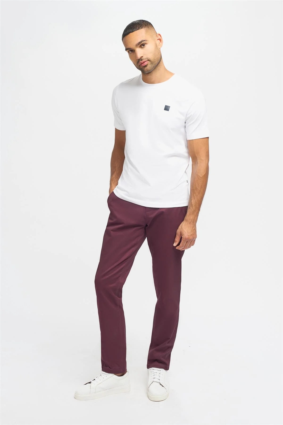 Herren Twill Dakota Chino Hosen - Wein