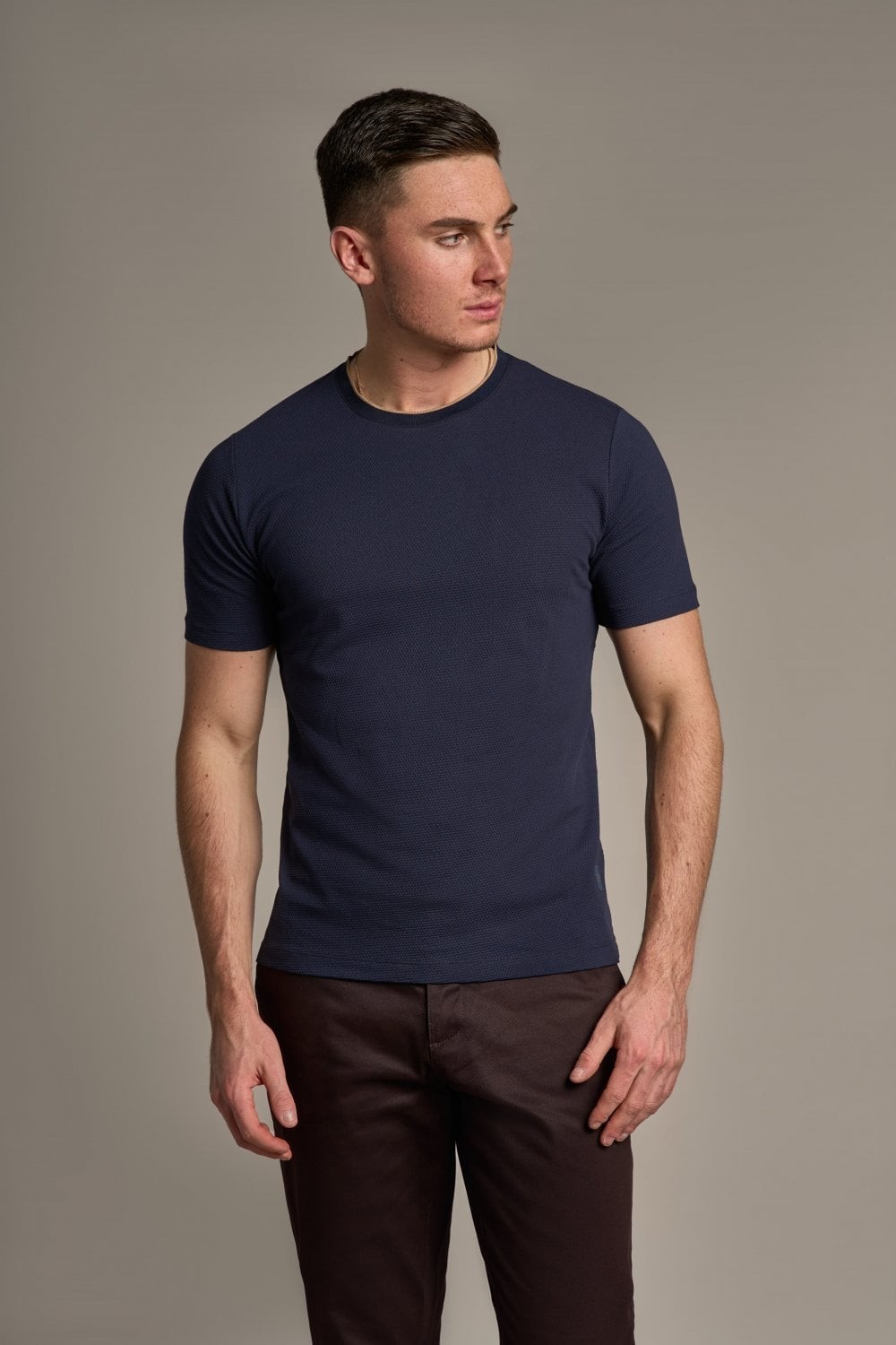Men's Cotton Slim Fit T-shirt - BYRON - Navy Blue