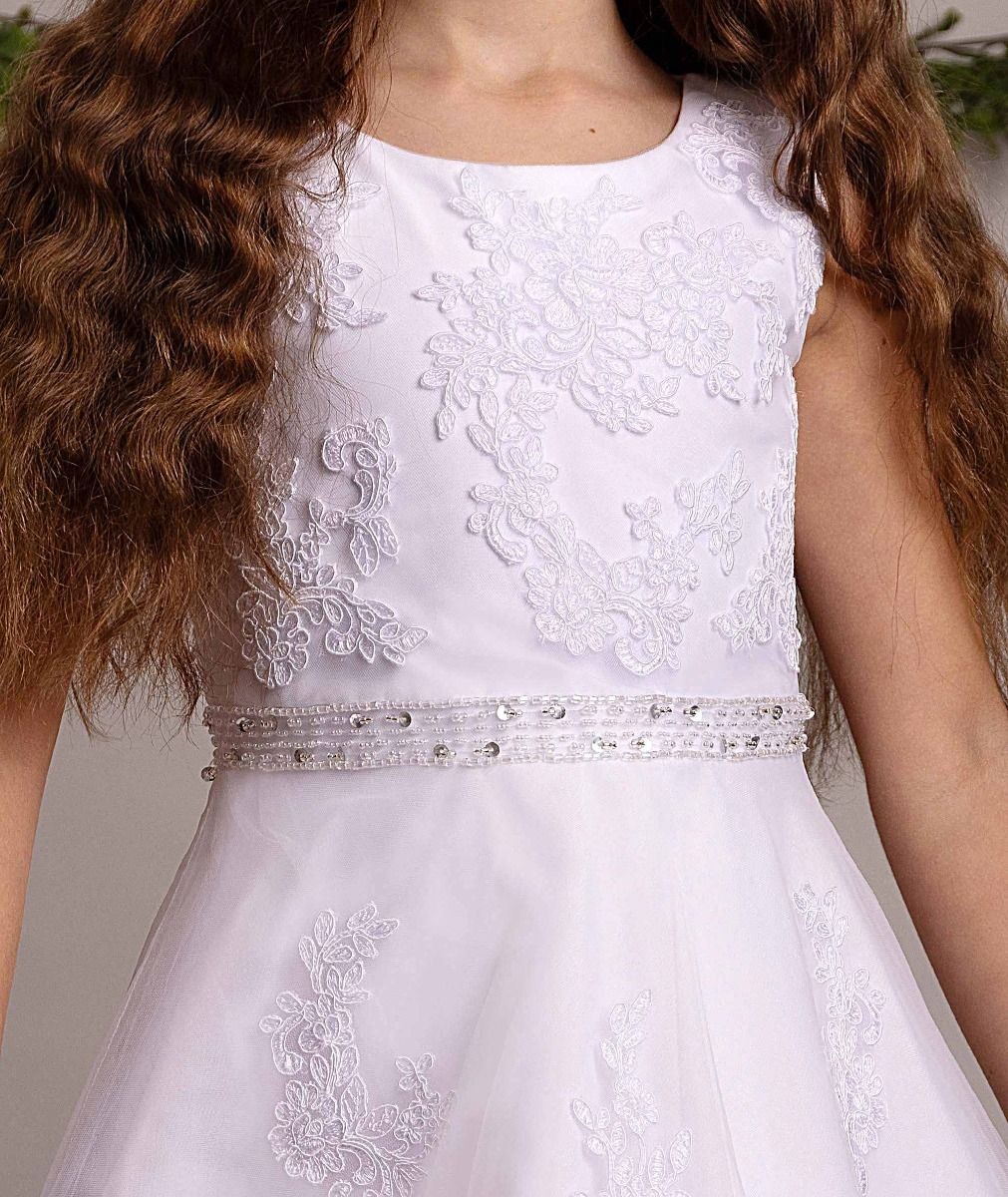 Robe Blanche en Dentelle et Sequins pour Filles – FALLON