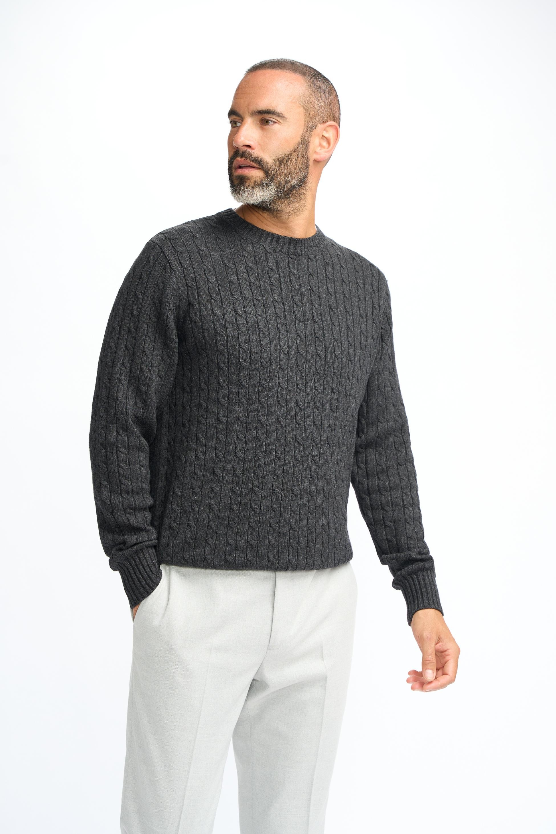 Men’s Wool Cable Knit Pullover Jumper - Foston