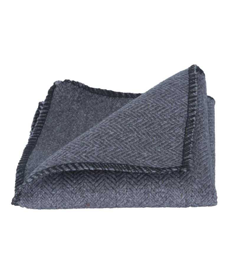 Boys & Men's Herringbone Tweed Pocket Handkerchief - Gray