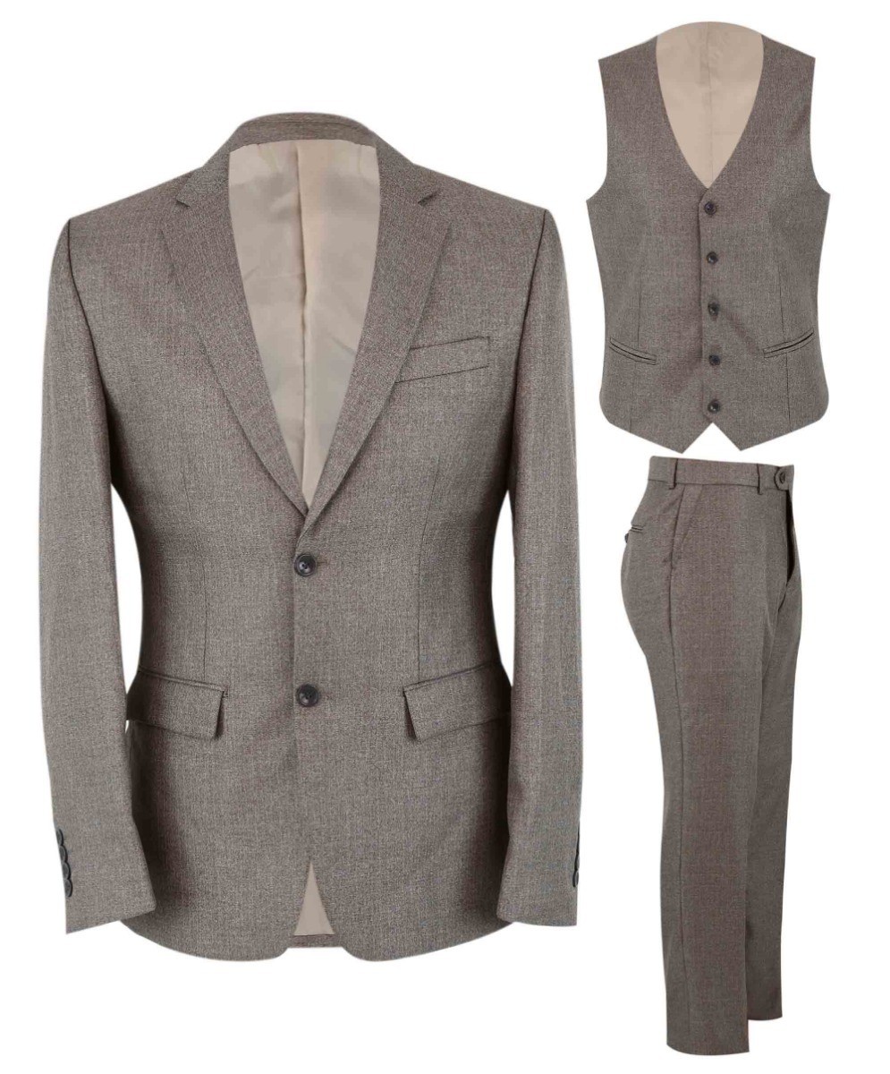 Herren Anzug mit strukturierter, maßgeschneiderter Passform - ADRIAN - Dunkelbeige