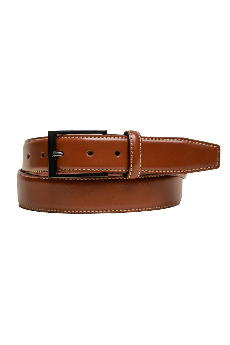 Accessoire Ceinture en Cuir Cousu pour Homme - Brun