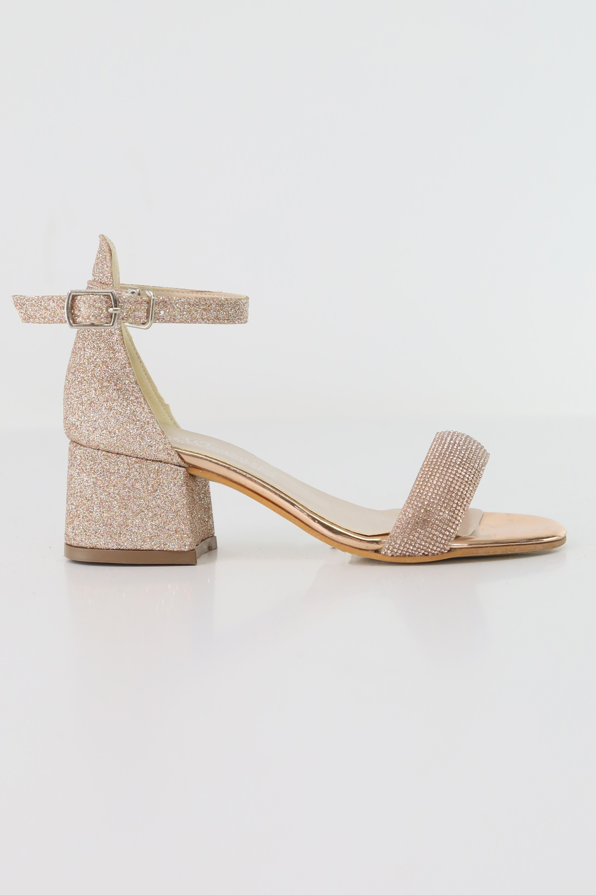 Mädchen-Sandalen mit Strass und Blockabsatz - LARA - Gold