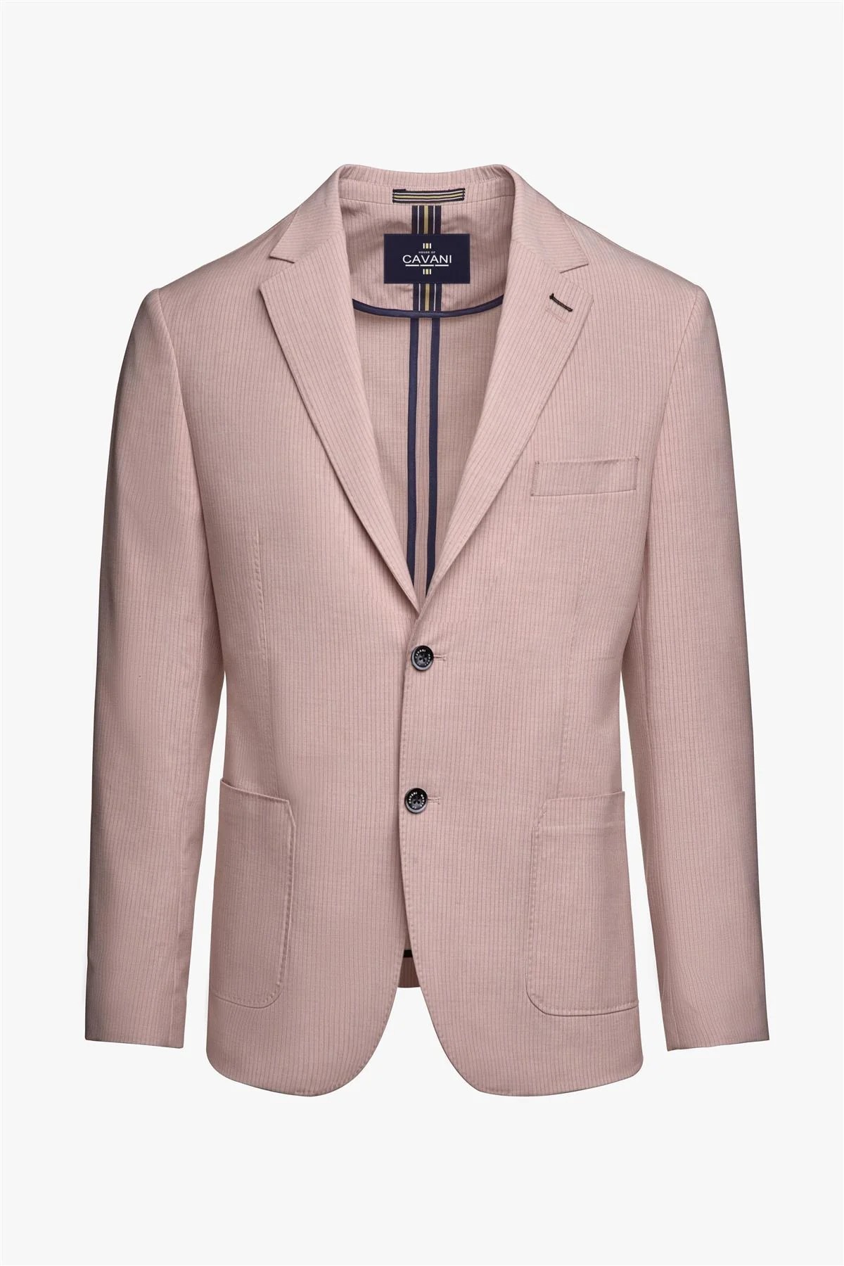 Herren Slim-Fit Nadelstreifen Rosa Blazer - SENAN