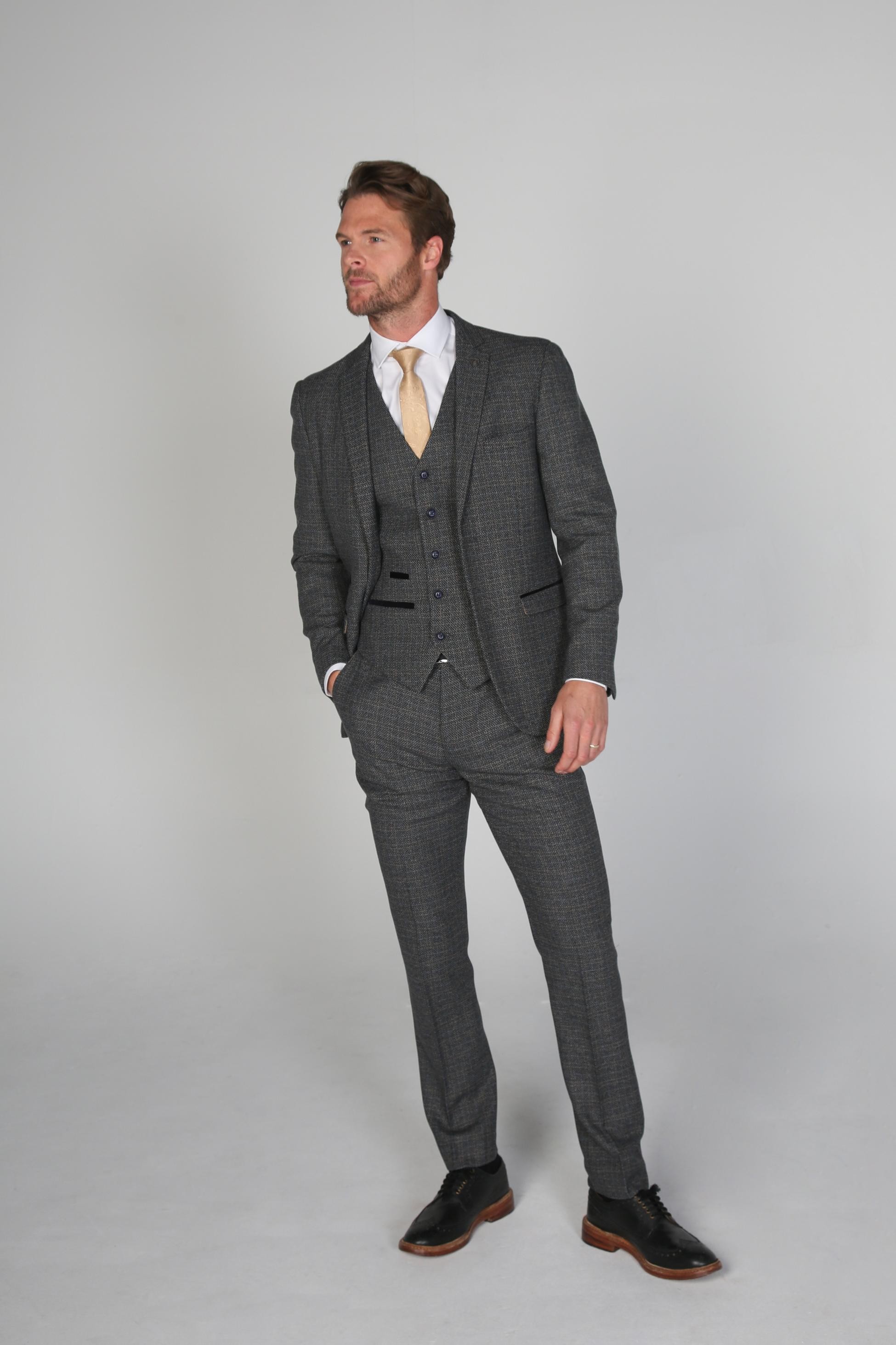 Herren Sakko Im Tweed-Stil Mit Taillierter Passform - Ralph - Grey