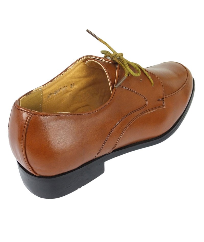 Jungen Schnür-Derby-Schuhe in Lackoptik - Braun