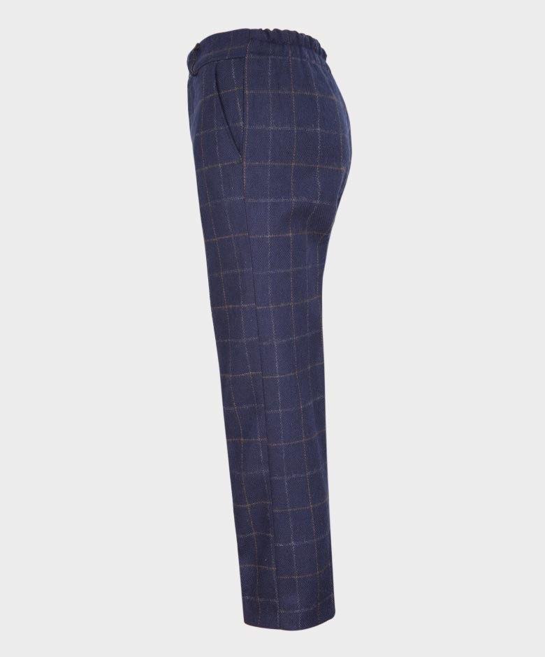 Boys Shelby Windowpane Check Navy Pants