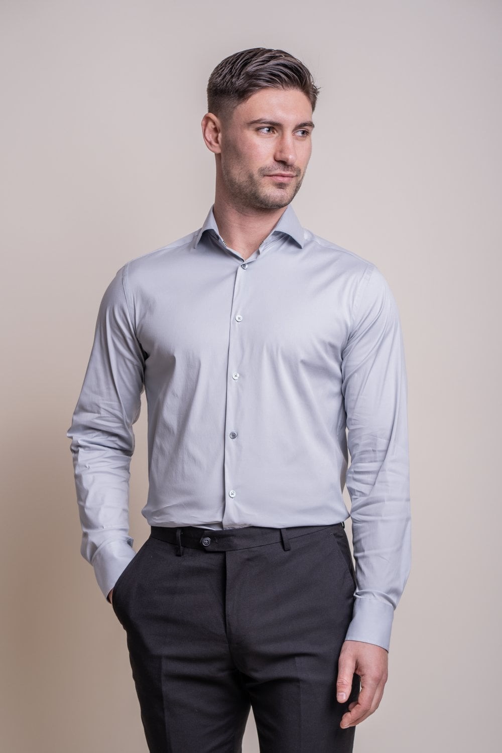Men's Cotton Blend Slim Fit Dress Shirt - MONACO