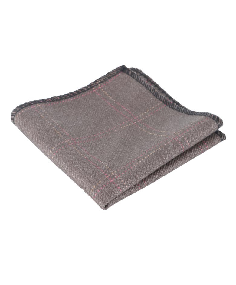 Boys & Men's Check Tweed Pocket Handkerchief - Light Brown