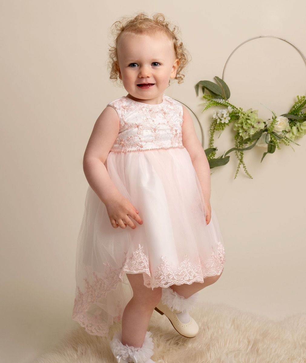 Baby & Mädchen High-Low Rock Spitzenkleid - KHLOE - Erröten rosa