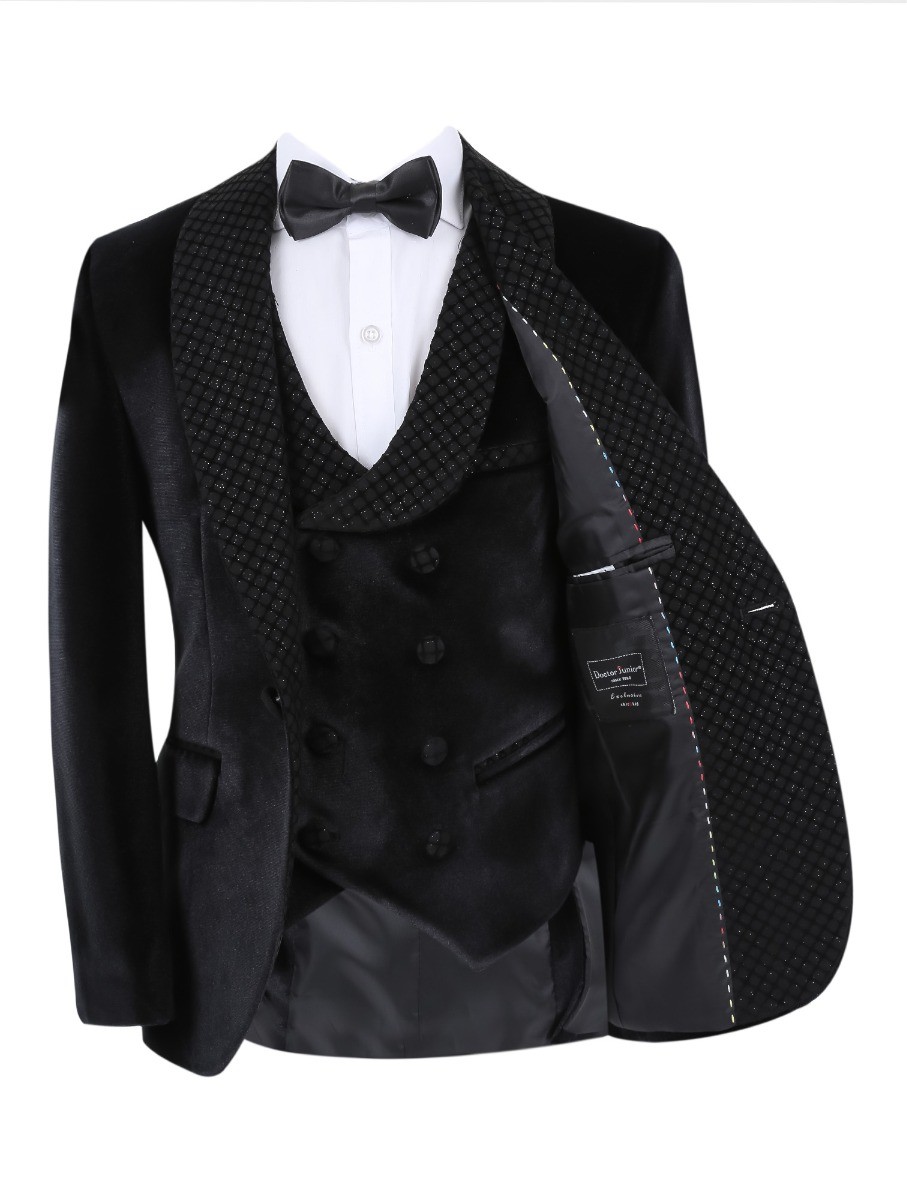 Boys black velvet on sale suit