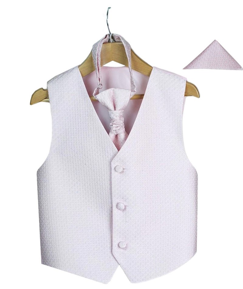 Boys & Men Vest Cravat Hanky Set - Pink