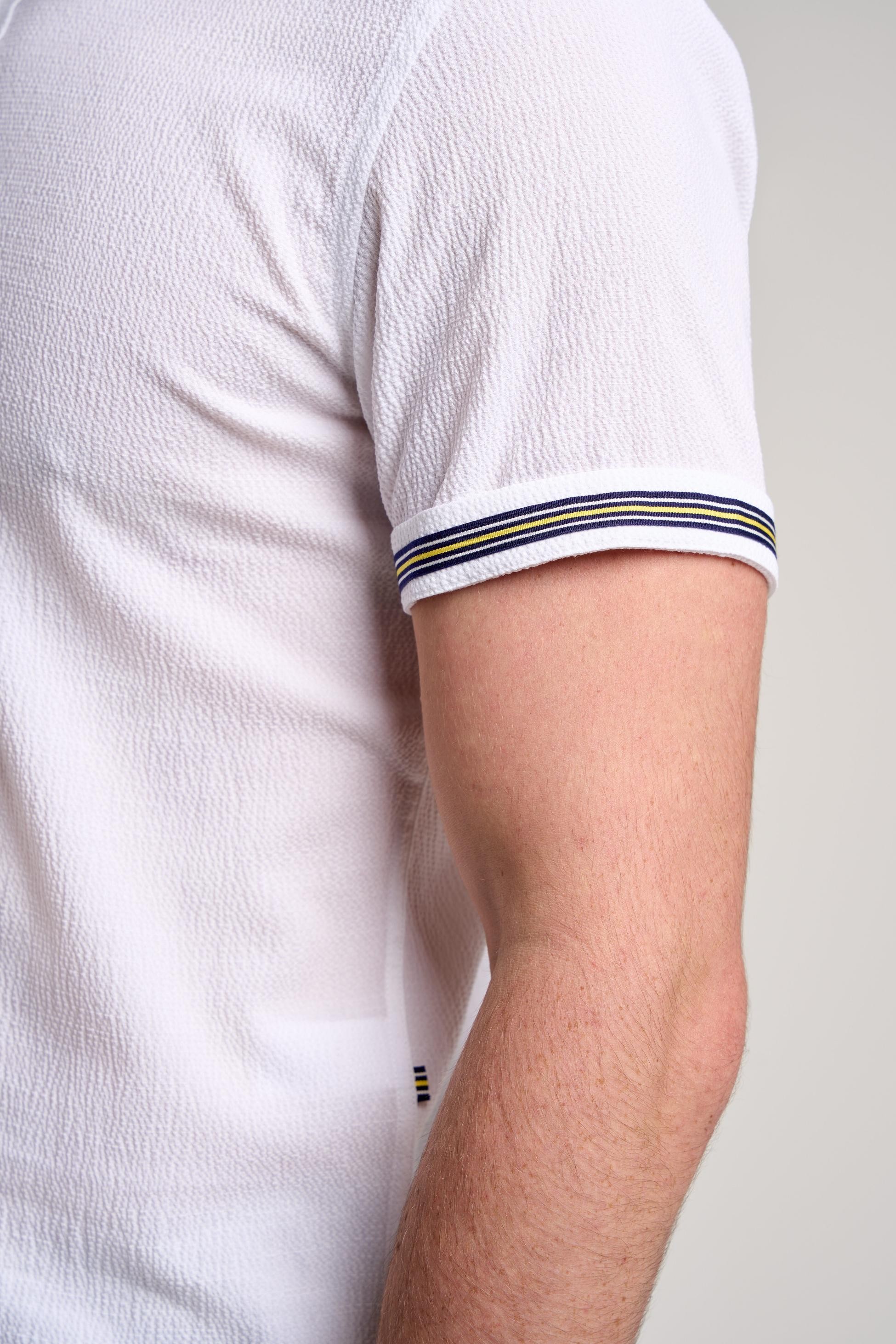 Heren Katoenen Textuur Slim Fit Overhemd – KAI - Weiß