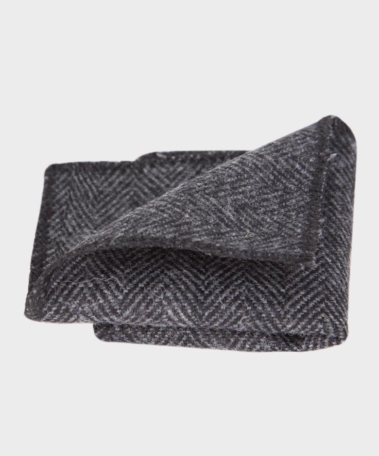 Jungen Fischgräten-Tweed Krawatten- und Taschentuch-Set