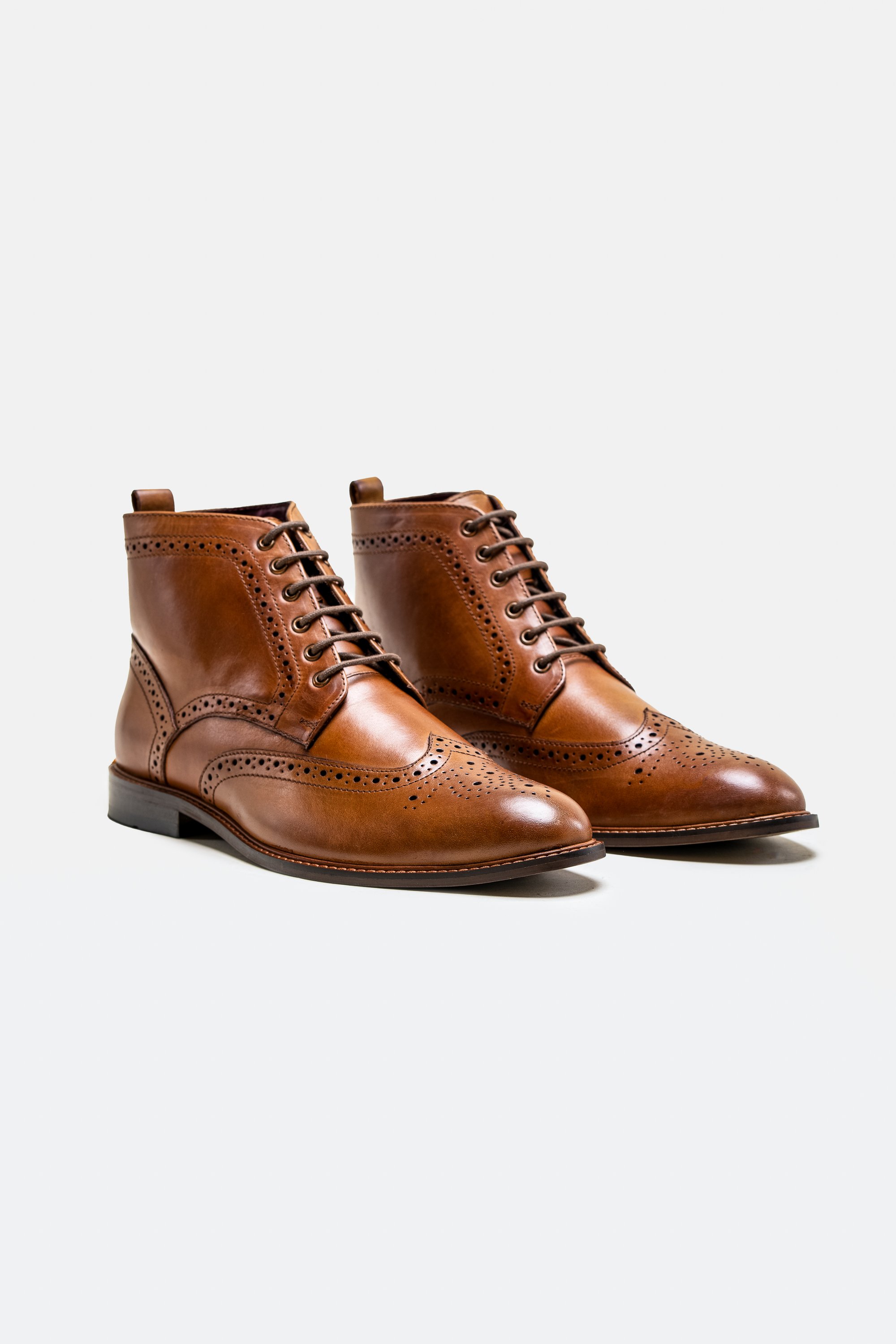 Men's Leather Lace up Brogue Boots - HOLMES