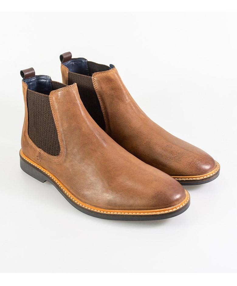 Men's Suede Low Ankle Slip On Chelsea Boots - ARIZONA