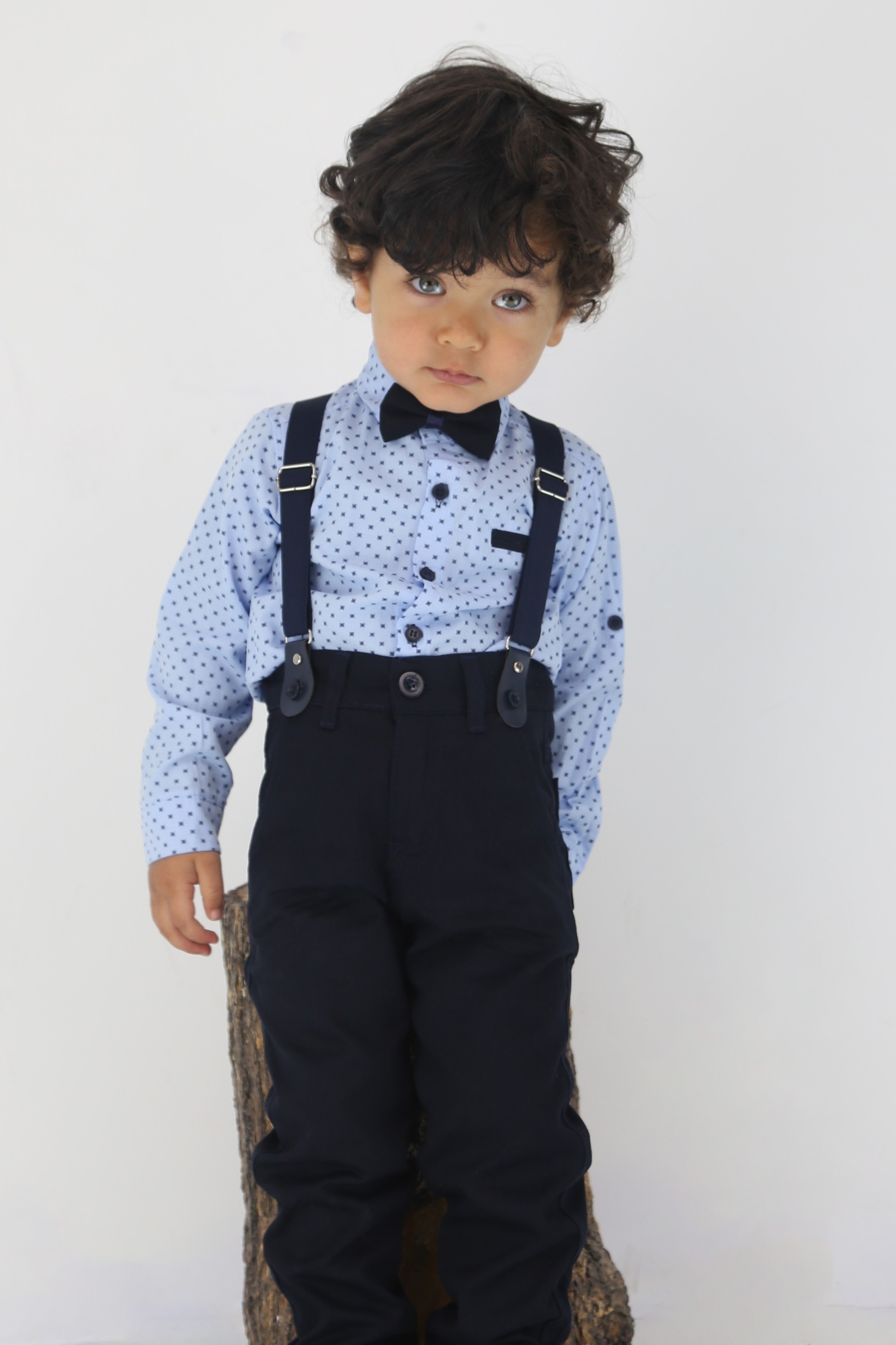 Baby & Jungen Gentleman-Outfit - 4-teiliges Hosenträger-Set - KELEBEK - Light Blue - Navy