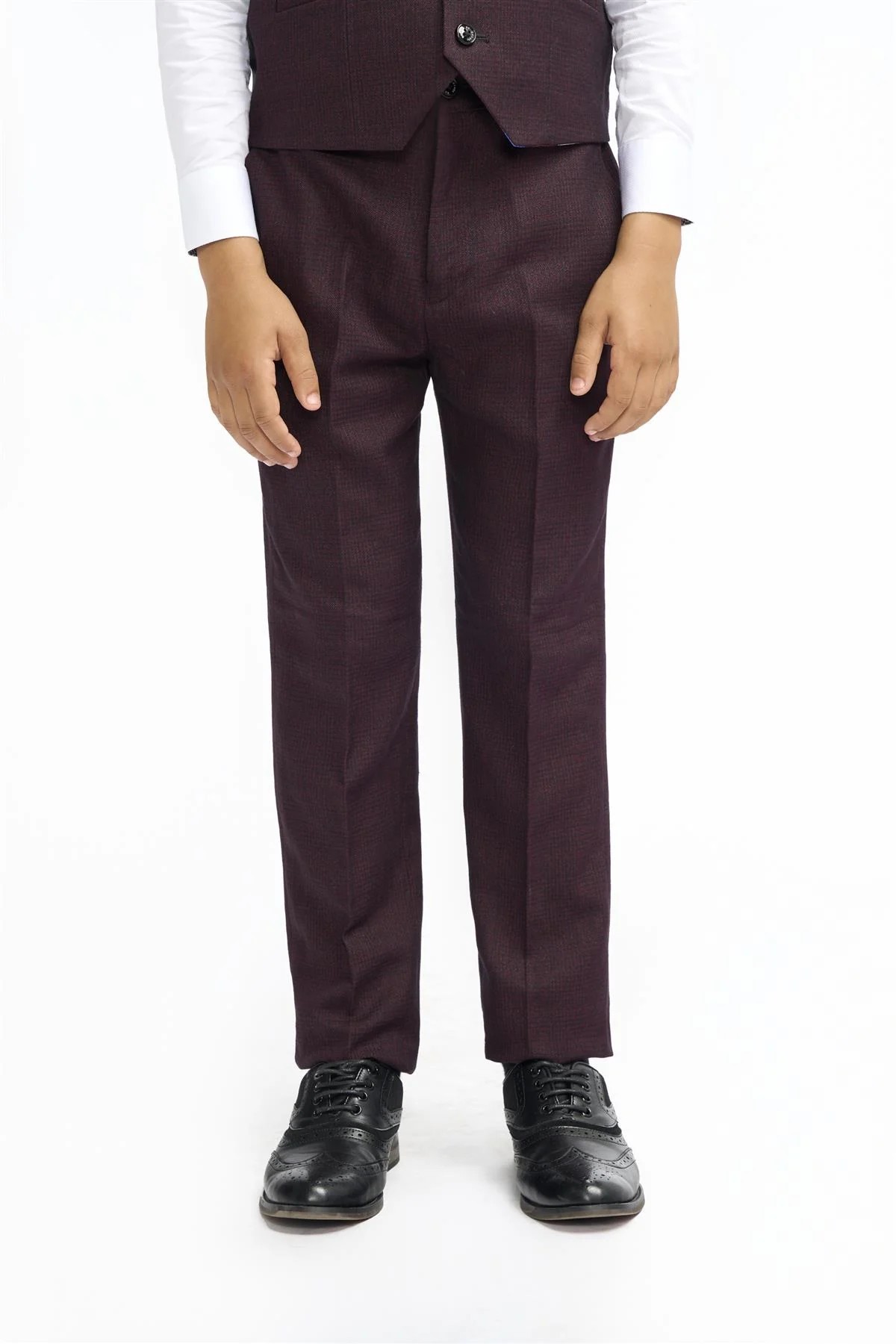 Jungen Slim Fit Tweed Check Anzug - CARIDI WINE